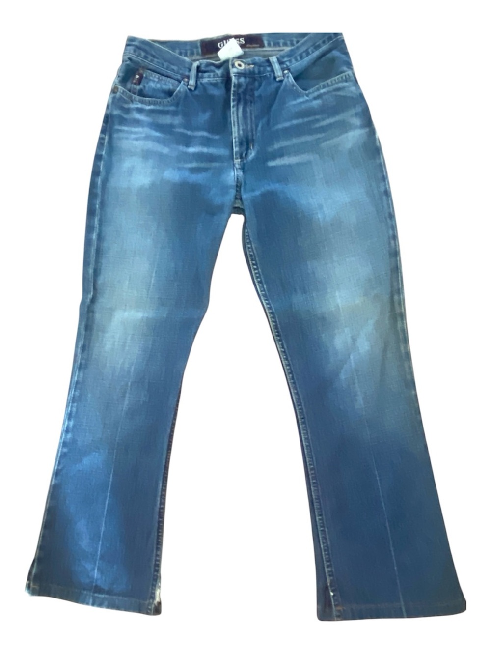Vintage Guess USA 100% Cotton Bootcut Jeans 29 Y2K Side Slit Medium Wash